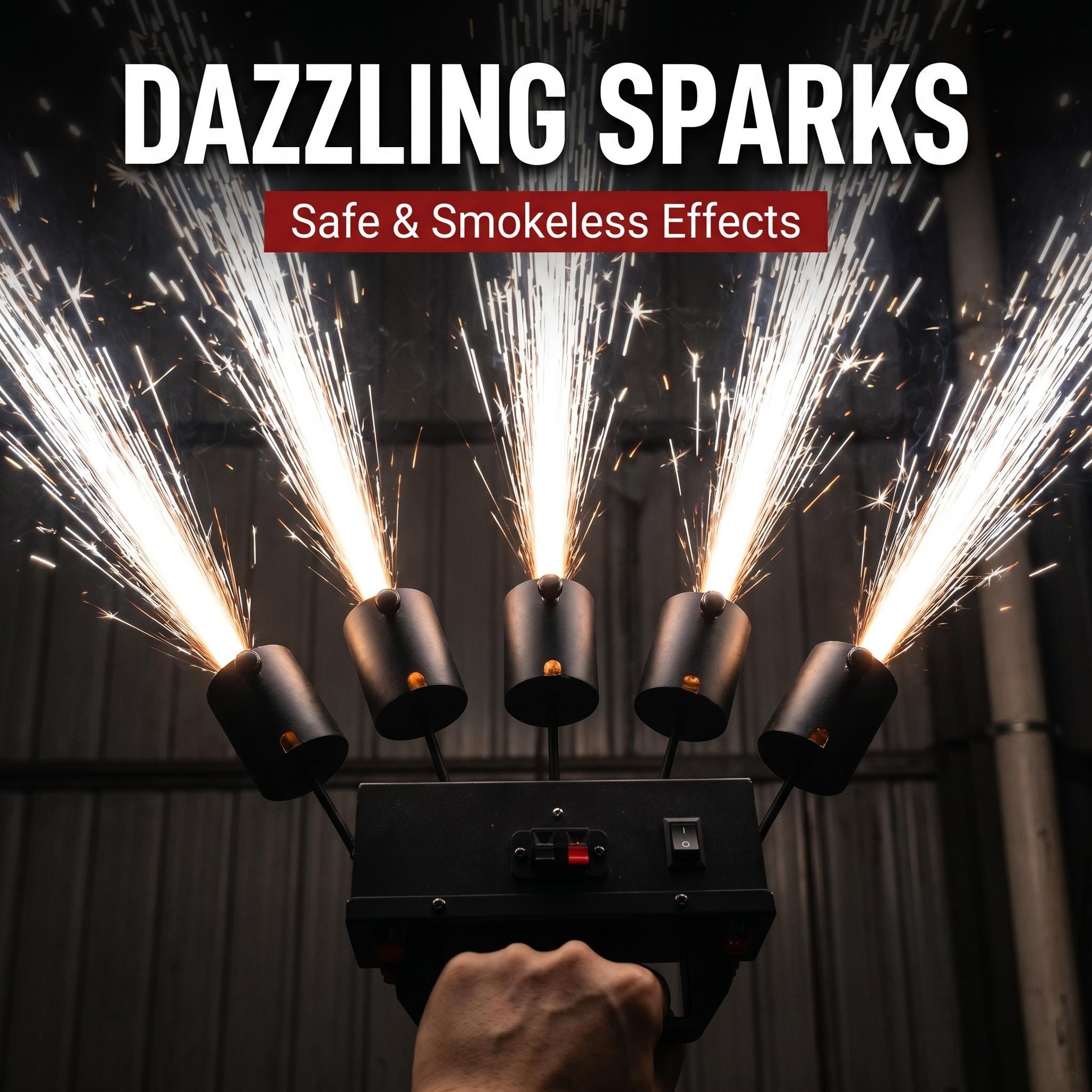 Handheld 5-Head Electronic Confetti Cold Spark Machine for Wedding Party Stage Event Decoration