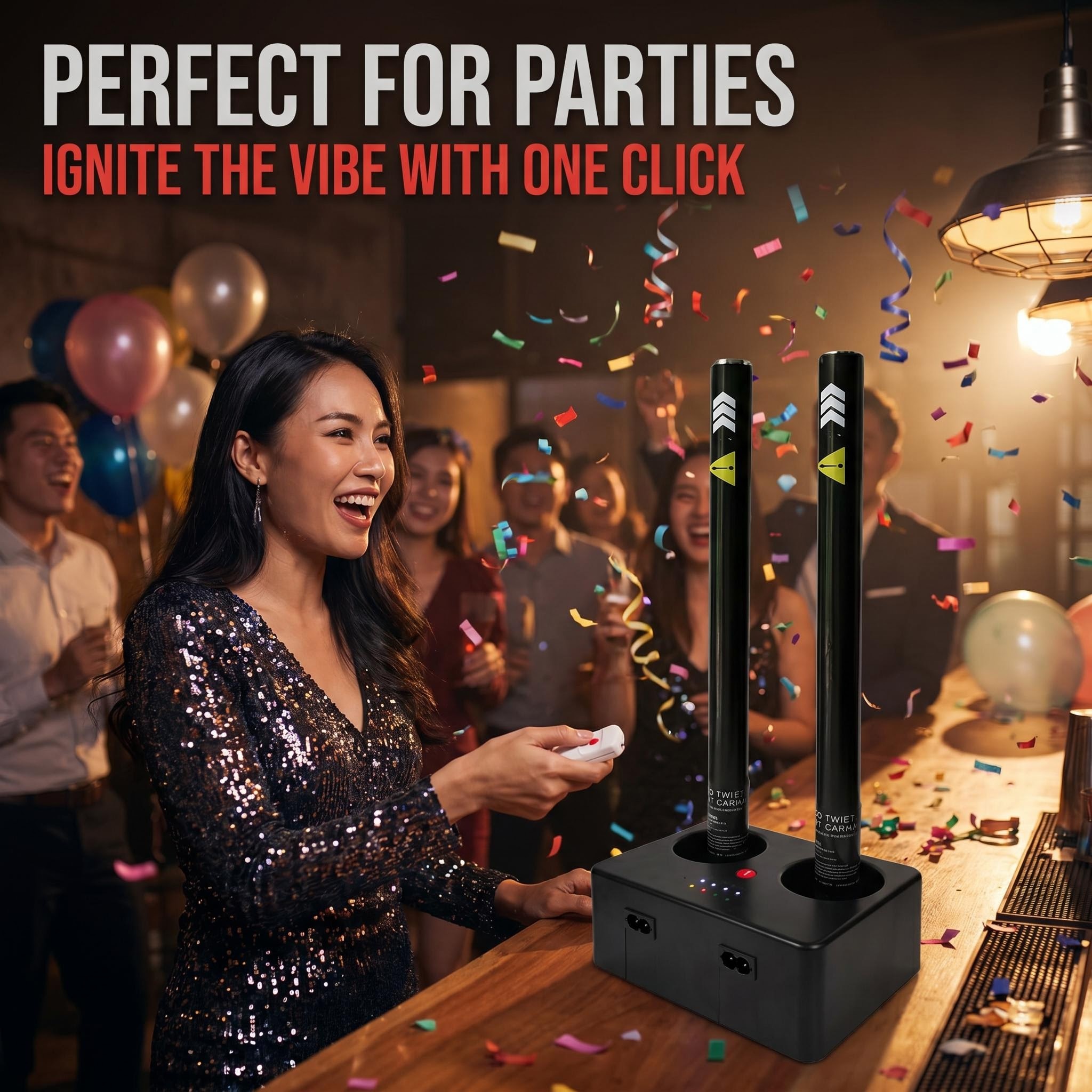 Remote Control Electronic Confetti Cannon Party Atmosphere Prop for Wedding Birthday Bar KTV Event