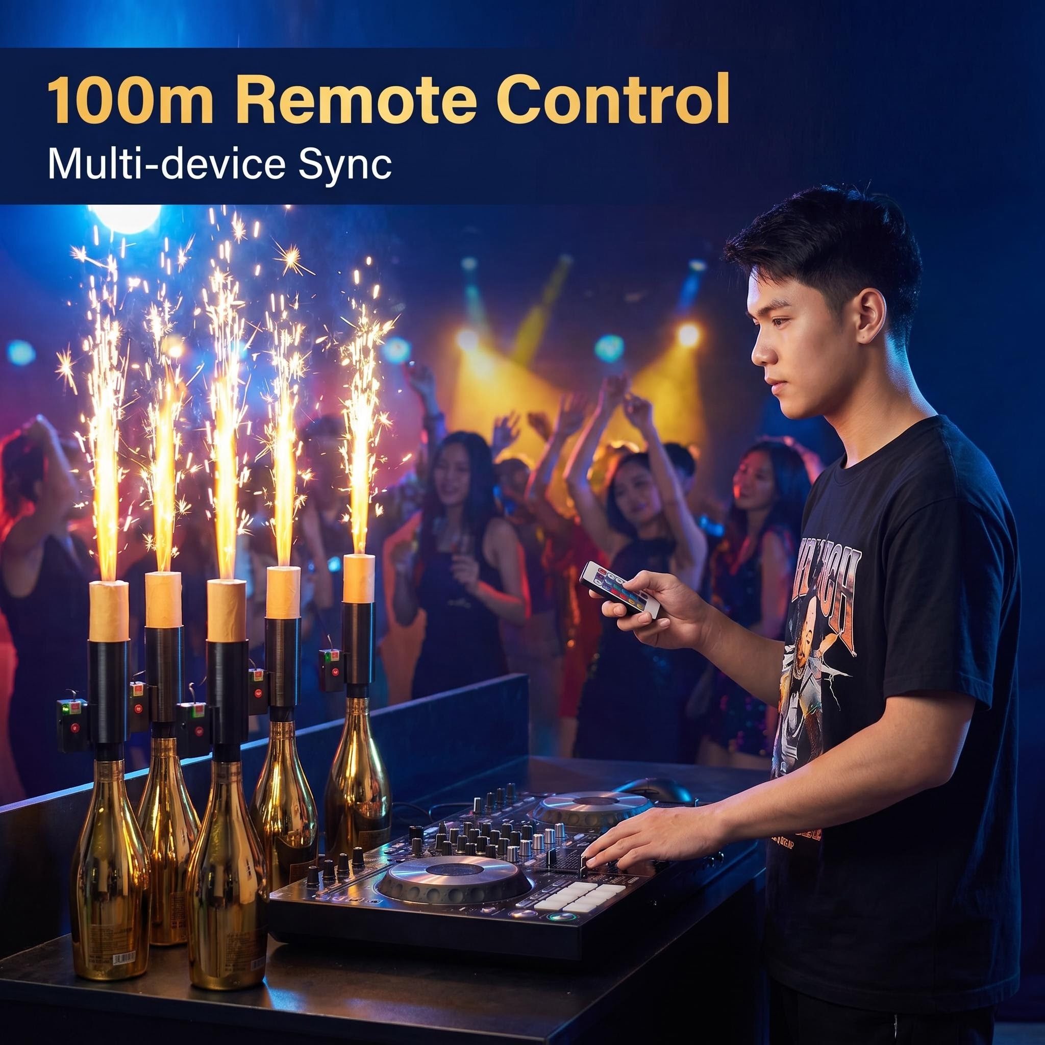 Champagne Shaped Electronic Cold Spark Machine Remote Control Stage Effect Tool For Wedding Bar Event Party