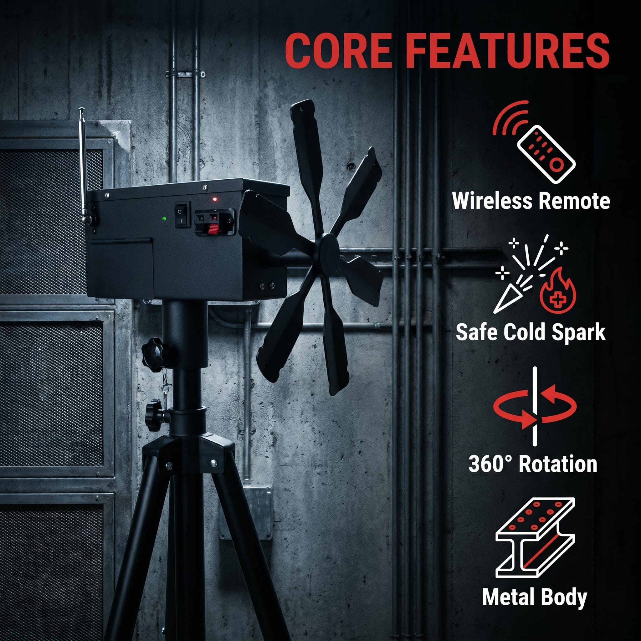 Cold Spark Rotation Fire Wheel Machine Wireless Remote Control Stage Effect Equipment for Wedding Party Bar Club Event