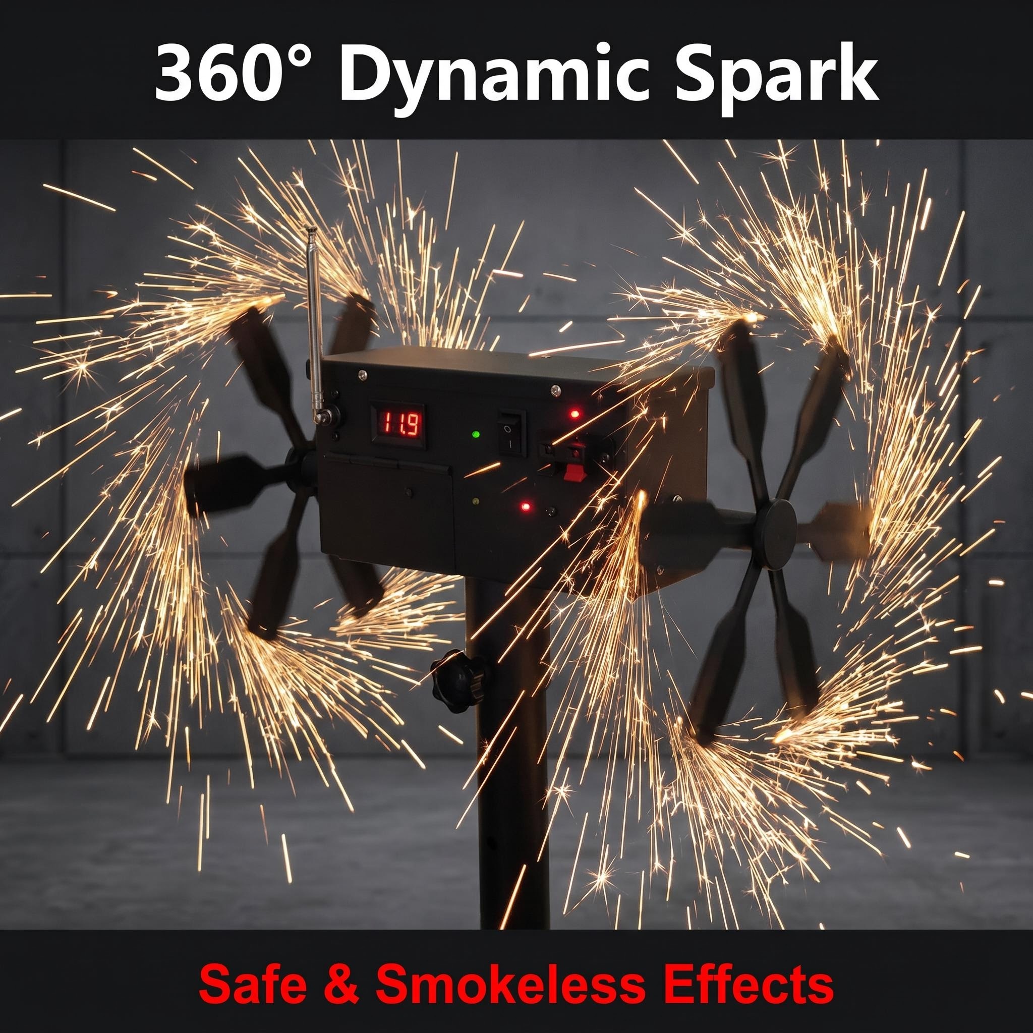 Cold Spark Rotation Fire Wheel Machine Wireless Remote Control Stage Effect Equipment for Wedding Party Bar Club Event