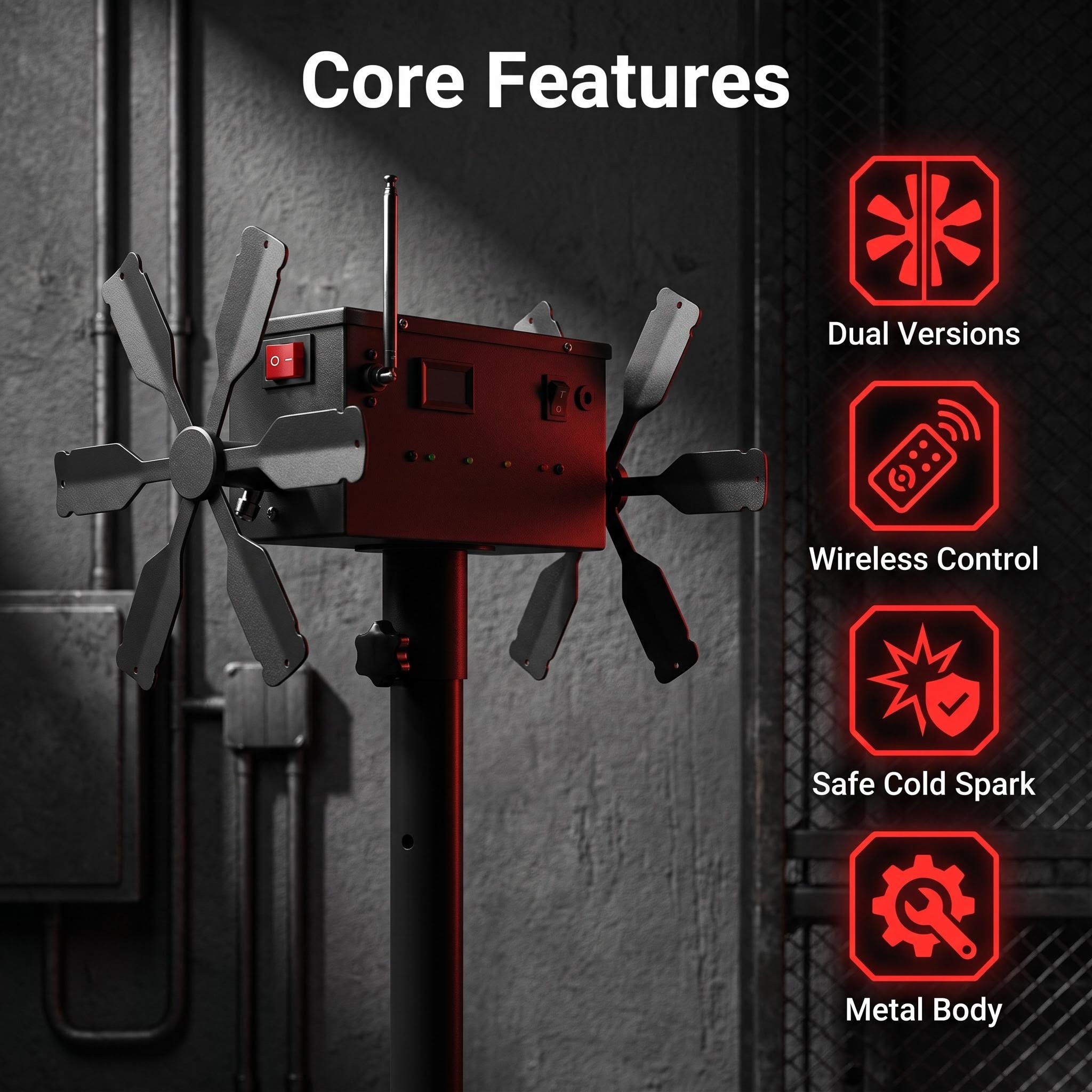 Cold Spark Rotation Fire Wheel Machine Wireless Remote Control Stage Effect Equipment for Wedding Party Bar Club Event
