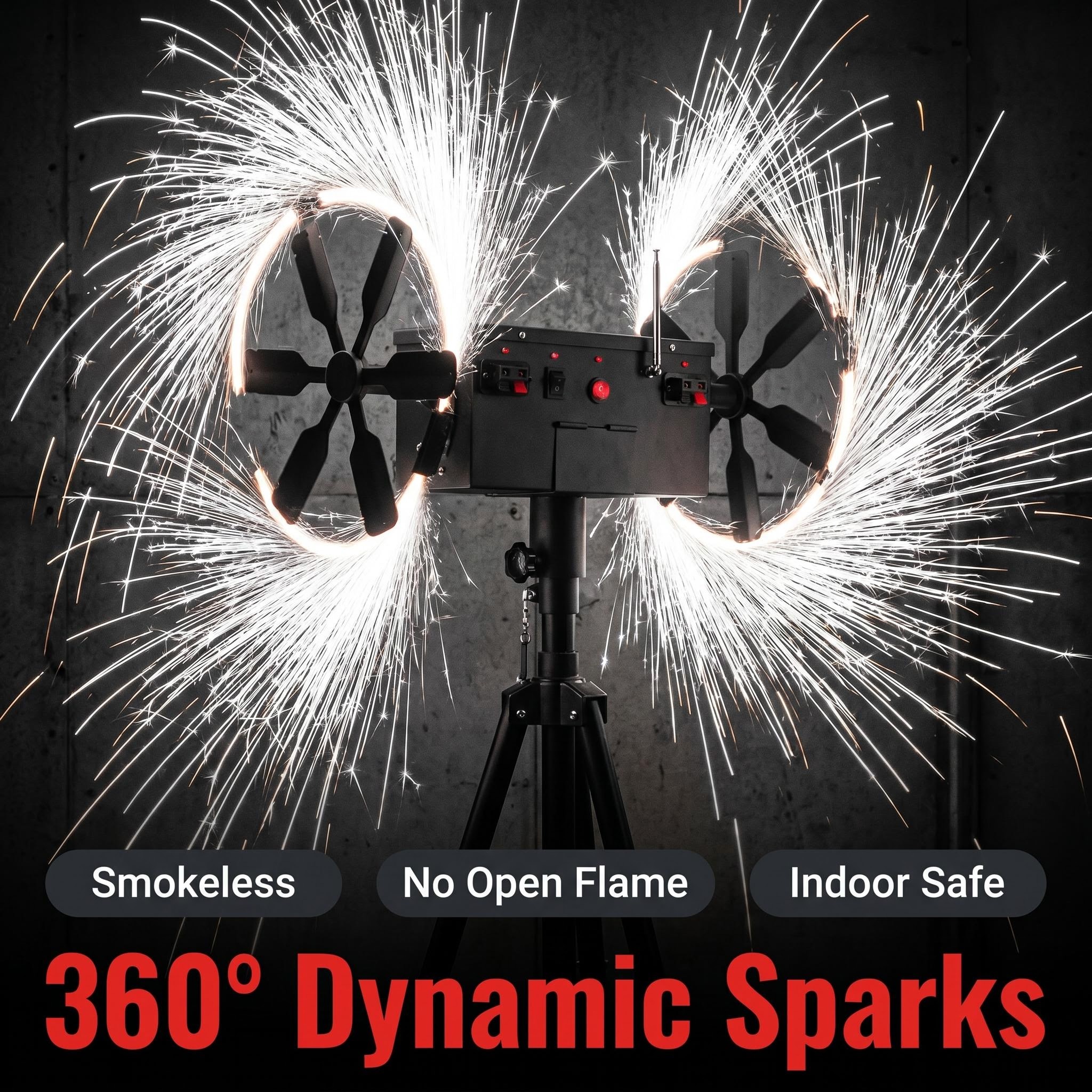 Cold Spark Rotation Fire Wheel Machine Wireless Remote Control Stage Effect Equipment for Wedding Party Bar Club Event